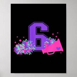 Verjaardagsfeest cheerleader meisje zes jaar oud _ poster