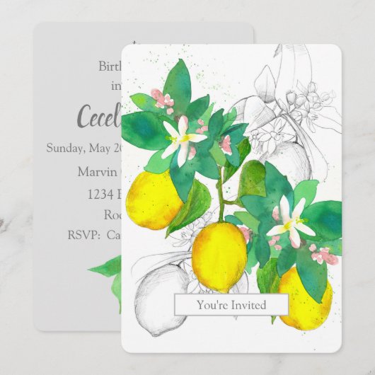 Verjaardagsfeest Citrus Citrus Waterverf Fruit Kaart (Voorkant / Achterkant)