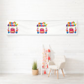 Verjaardagsfeest Confetti 2.5x12 Vinyl Spandoek (Insitu)