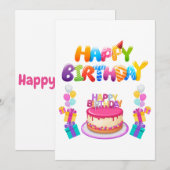 Verjaardagsfeest Confetti Uitnodiging (Voorkant / Achterkant)