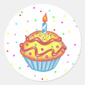 Verjaardagsfeest Cupcake Stickers (Voorkant)
