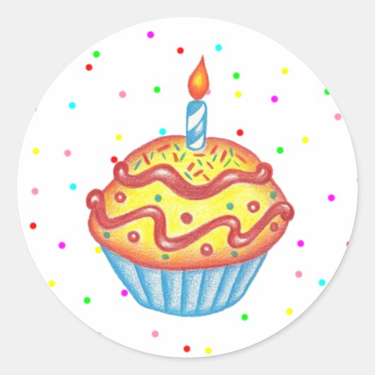 Verjaardagsfeest Cupcake Stickers (Voorkant)