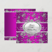 Verjaardagsfeest Damask Roze Paars Wit Parel Kaart (Voorkant / Achterkant)