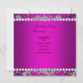 Verjaardagsfeest Damask Roze Paars Wit Parel Kaart (Achterkant)
