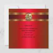 Verjaardagsfeest Damast Rood Goud Uitnodiging (Achterkant)