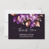 Verjaardagsfeest dank u paarse pioenen sjabloon (Voorkant)