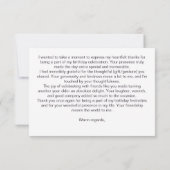 Verjaardagsfeest dank u paarse pioenen sjabloon (Achterkant)