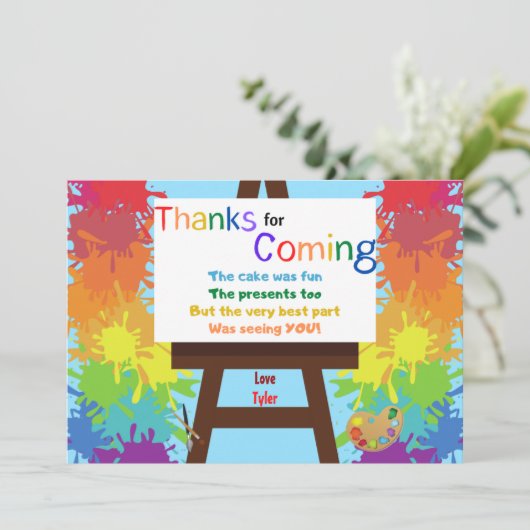 Verjaardagsfeest Dankkaart voor Artiest Bedankkaart (Staand voorkant)