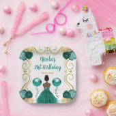 Verjaardagsfeest Dark Skin Princess in het Blauwgr Papieren Bordje (Feest)