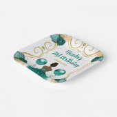 Verjaardagsfeest Dark Skin Princess in het Blauwgr Papieren Bordje (Gebogen)