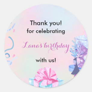 Verjaardagsfeest decoratie voor meisjes ronde sticker
