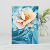 Verjaardagsfeest Delicate Blauw Roze Bloemen Kaart (Staand voorkant)