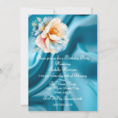 Verjaardagsfeest Delicate Blauw Roze Bloemen Kaart (Achterkant)