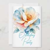  verjaardagsfeest Delicate Blue Pink Flowers Kaart (Voorkant)
