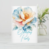  verjaardagsfeest Delicate Blue Pink Flowers Kaart (Staand voorkant)