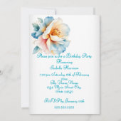  verjaardagsfeest Delicate Blue Pink Flowers Kaart (Achterkant)