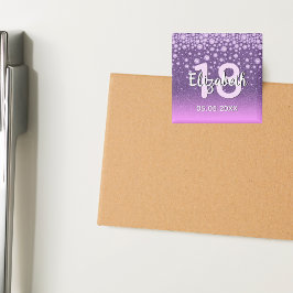 Verjaardagsfeest diamonds glitters paars roze 18 j magneet