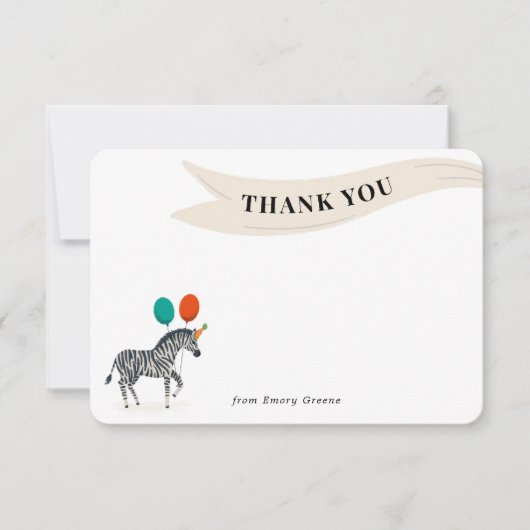 Verjaardagsfeest Dier Zebra Bedankbriefje Bedankkaart (Voorkant)