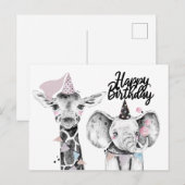 Verjaardagsfeest Dieren Briefkaart (Voorkant / Achterkant)