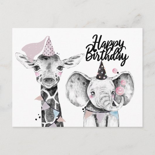 Verjaardagsfeest Dieren Briefkaart (Voorkant)
