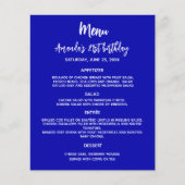 Verjaardagsfeest diner menu koninklijk blauw wit b (Voorkant)