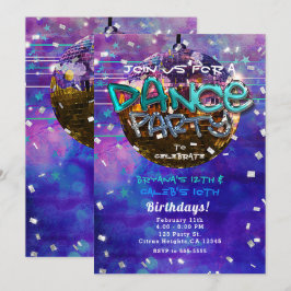 Verjaardagsfeest Disco Bal Paars Cool Kaart