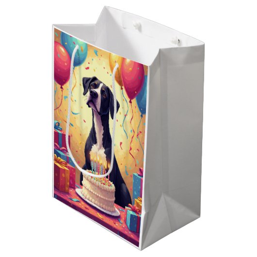 Verjaardagsfeest Dog Argenta Medium Cadeauzakje (Voorkant Gekanteld)