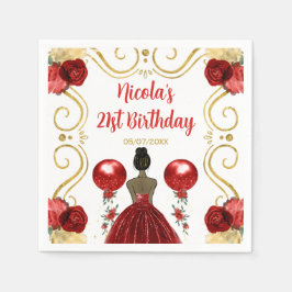 Verjaardagsfeest Donkere Huid Prinses in Rood Servet