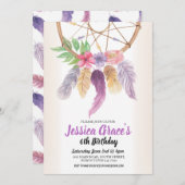 Verjaardagsfeest Dreamcatcher Paarse Bloemen Uitno Kaart (Voorkant / Achterkant)