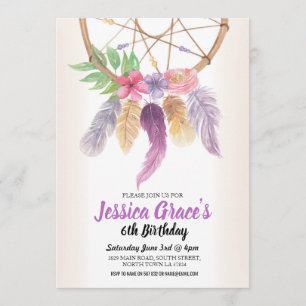 Verjaardagsfeest Dreamcatcher Paarse Bloemen Uitno Kaart