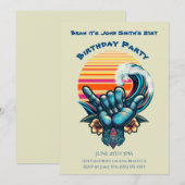 Verjaardagsfeest- Een Grote Golf Surfen-Hand Symbo Kaart (Voorkant / Achterkant)