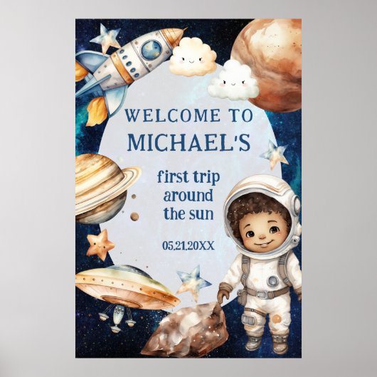 Verjaardagsfeest Eerste reis rond de zon Welkom Poster (Voorkant)
