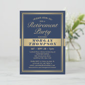 Verjaardagsfeest Elegant Navyblauw en Goud Schrift Kaart (Staand voorkant)