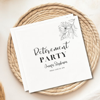 Verjaardagsfeest Elegant Zwart En Wit Bloemmotief Servet