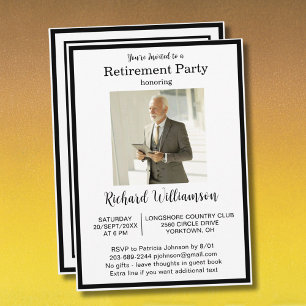 Verjaardagsfeest Elegant Zwart Wit Foto Kaart