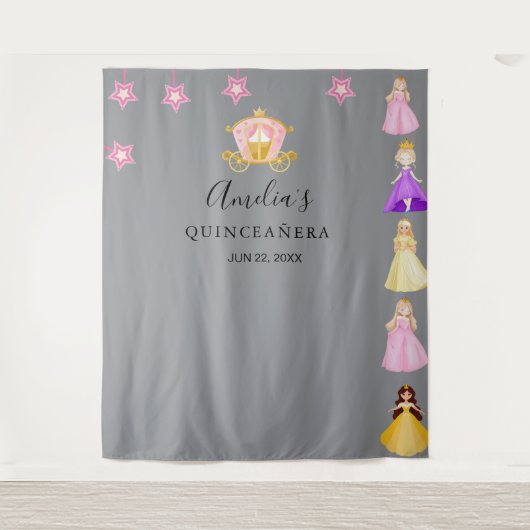 Verjaardagsfeest Elegante Prinses Wandkleed (Voorkant)