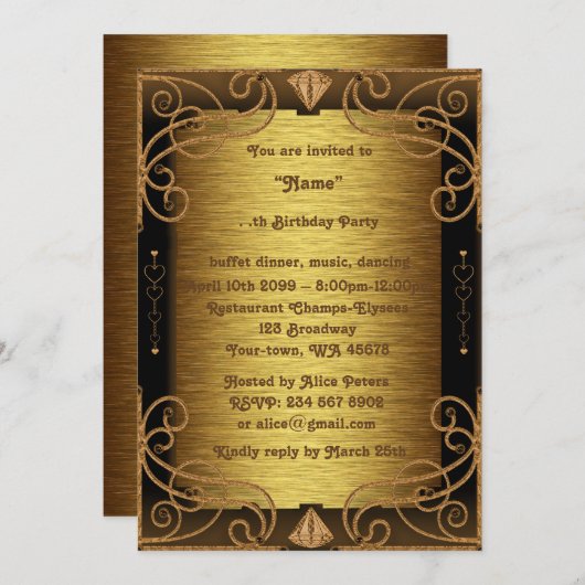 Verjaardagsfeest Elke leeftijd, Gatsby-stijl, Art- Kaart (Voorkant / Achterkant)