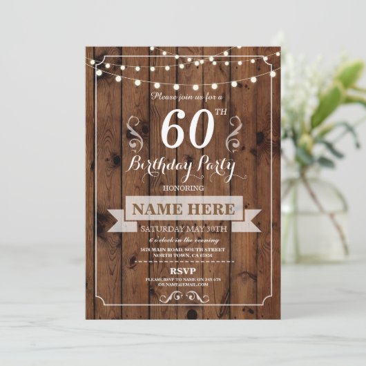 Verjaardagsfeest Elke leeftijd Rustic Wood Surpris Kaart (Staand voorkant)