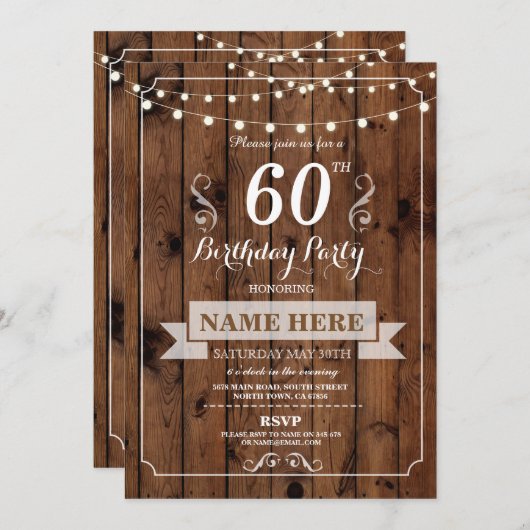 Verjaardagsfeest Elke leeftijd Rustic Wood Surpris Kaart (Voorkant / Achterkant)