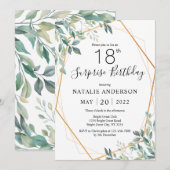 Verjaardagsfeest Eucalyptus Groenery & Goud 18 jaa Kaart (Voorkant / Achterkant)