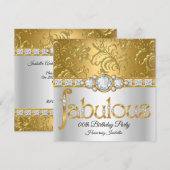 verjaardagsfeest Fabulous Gold White Damask Diamon Kaart (Voorkant / Achterkant)