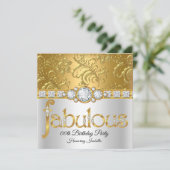 verjaardagsfeest Fabulous Gold White Damask Diamon Kaart (Staand voorkant)