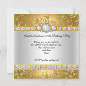 verjaardagsfeest Fabulous Gold White Damask Diamon Kaart (Achterkant)