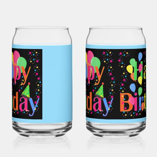 Verjaardagsfeest... feest op! blikvorm glas (Links)