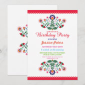 Verjaardagsfeest Floral Fiesta Mexican Viva Elke l Kaart (Voorkant / Achterkant)