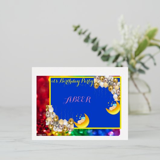 verjaardagsfeest folie uitnodiging briefkaart (Staand Voorkant)