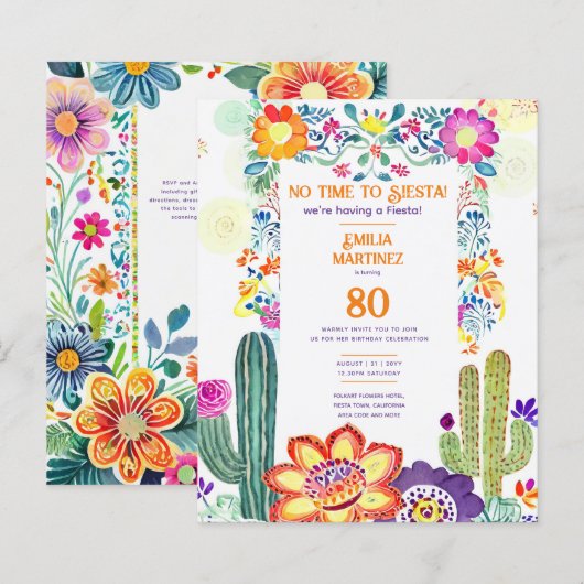 VERJAARDAGSFEEST! Folkart Bloemen ELKE LEEFTIJD (Voorkant / Achterkant)