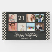 Verjaardagsfeest Foto Collage Banner 21 jaar (Horizontaal)
