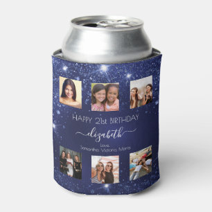 Verjaardagsfeest foto collage blauw beste vrienden blikjeskoeler