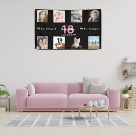 Verjaardagsfeest foto collage meisje zwart spandoek